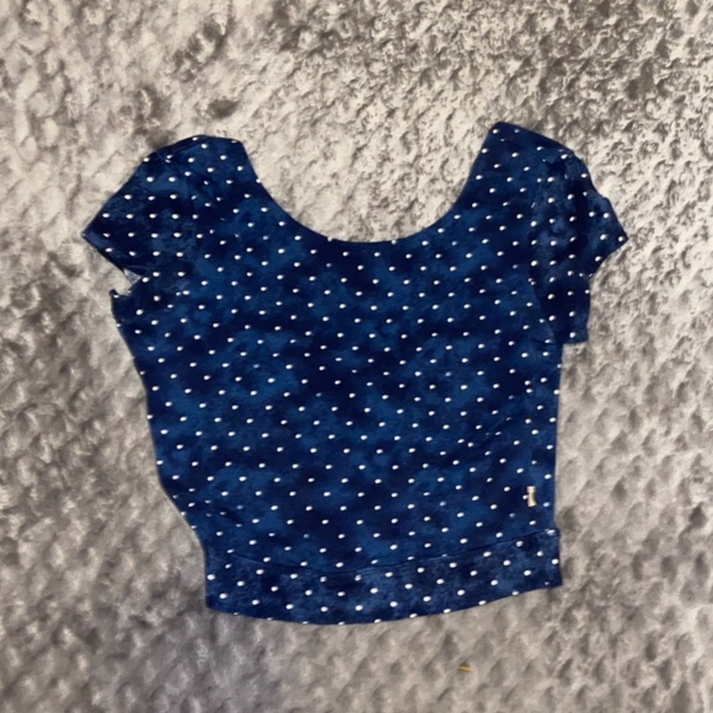 Hollister Blue and White Polka Dot Top!